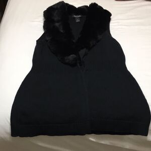 White House Black Market • Faux Fur Black Vest Size Large